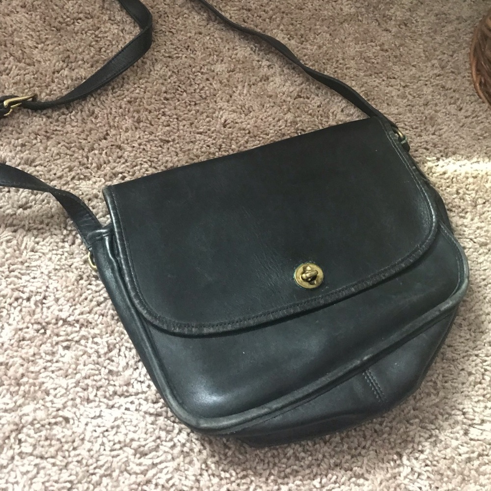 Authentic black leather coach purse/crossbody